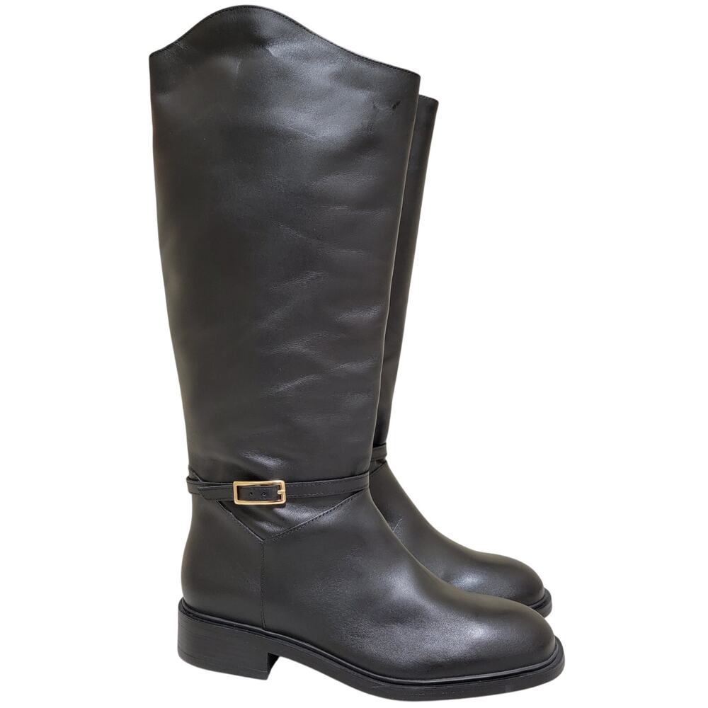 Arezzo Women Mckenna Knee High Riding Boots Size US 7.5B Black Leather
